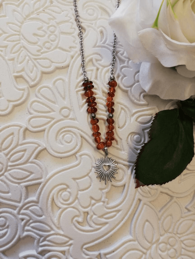 Collier Ambre Cœur Céleste 