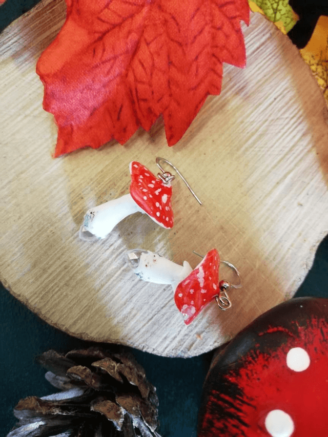 Boucles d'oreilles champignon cristal magique 