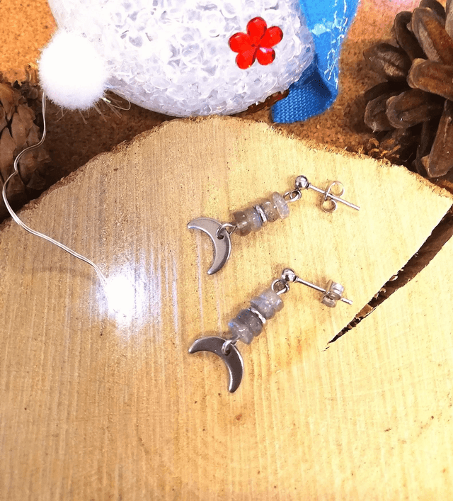 Boucles D'oreilles Luna Ora labradorite 