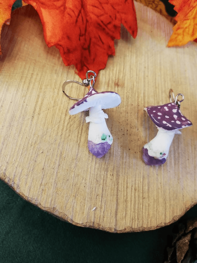 Boucles D'oreilles champignon d'améthyste 