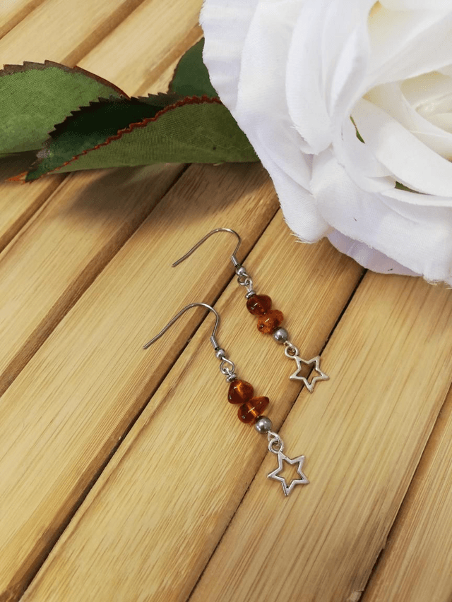 Boucles D'oreilles Ambre petite étoile 