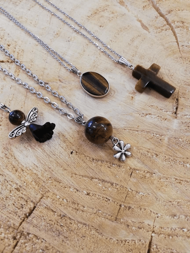 Collier médaillon œil de tigre