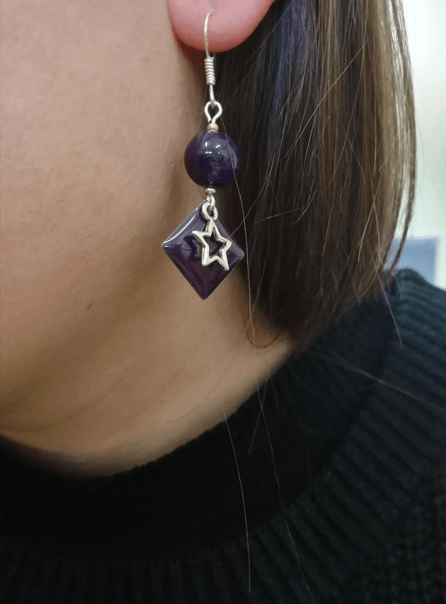 Boucles d'oreilles améthyste étoilé 