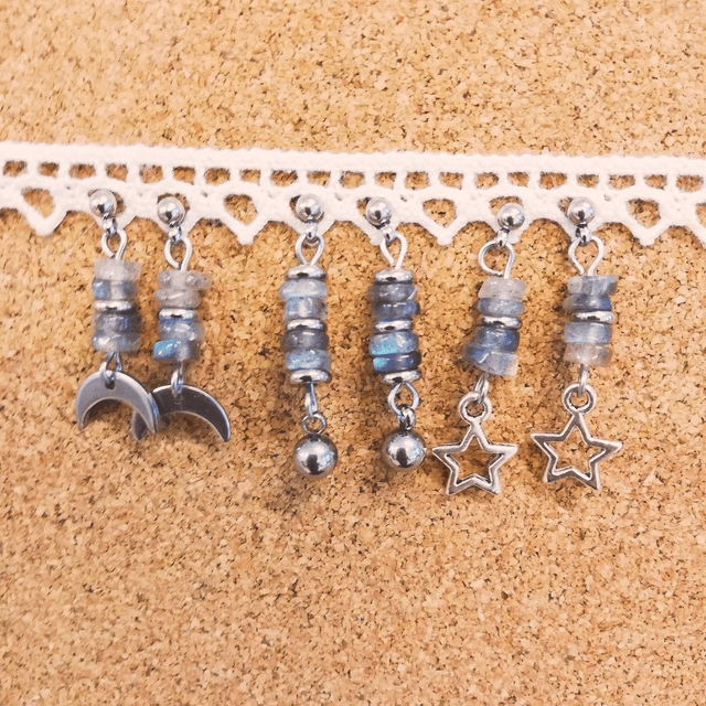 Boucles D'oreilles Comète labradorite 