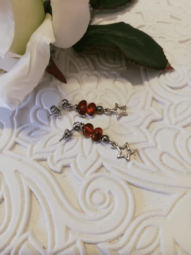 Boucles D'oreilles Ambre petite étoile 