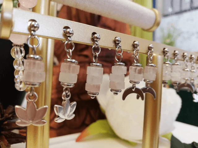 Boucles d'oreilles Luna Ora quartz rose