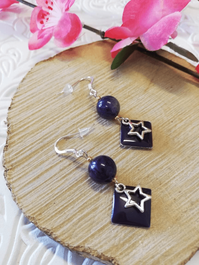 Boucles d'oreilles améthyste étoilé 